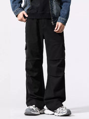 Men's Drawstring Wide Leg Pants Black / S