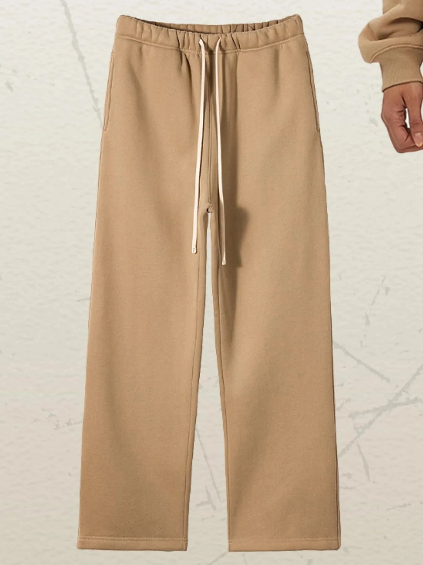 Men's Drawstring Wide Leg Pants Pants-apricot / S