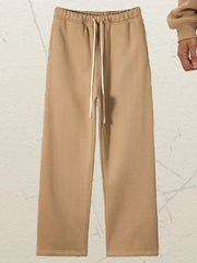 Men's Drawstring Wide Leg Pants Pants-apricot / S