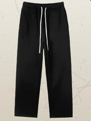 Men's Drawstring Wide Leg Pants Pants-black / S