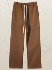 Men's Drawstring Wide Leg Pants Pants-coffee / S