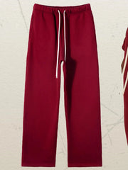 Men's Drawstring Wide Leg Pants Pants-dark Red / S