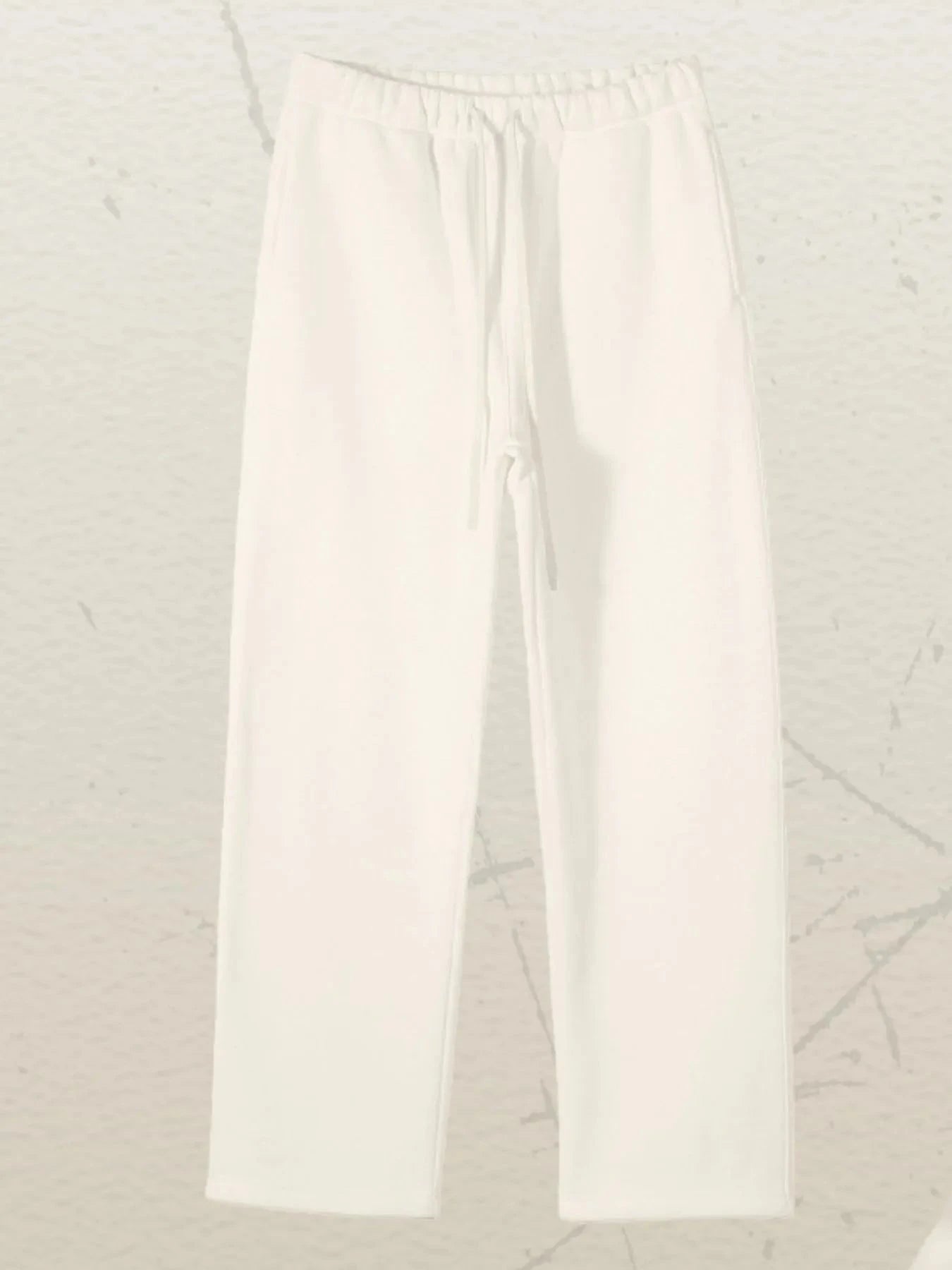 Men's Drawstring Wide Leg Pants Pants-white / S