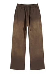 Men's Drawstring Wide Leg Pants Spray Dye Brown / S
