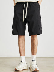 Men's Drawstring Wide Leg Shorts Black / 29