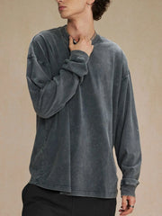 Men's Drop Shoulder Long Sleeve T-Shirt Dark Gray / S
