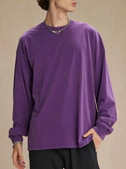 Men's Drop Shoulder Long Sleeve T-Shirt Violet / S
