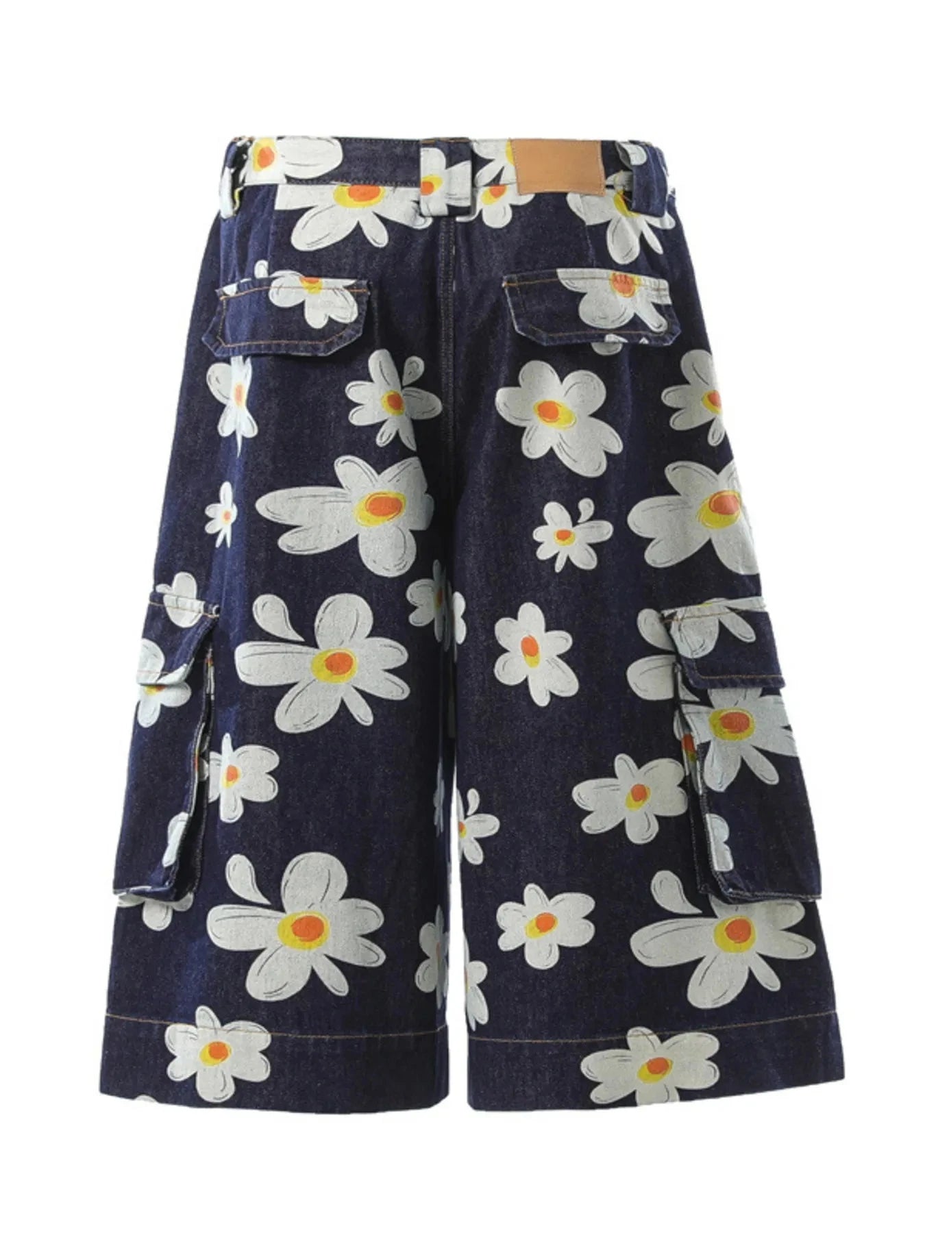 Men's Floral Print Denim Cargo Shorts