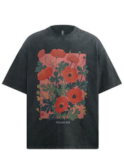Men's Flower Graphic Oversized T-Shirt Black / S