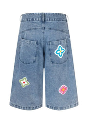 Men's Flower Patch Denim Shorts