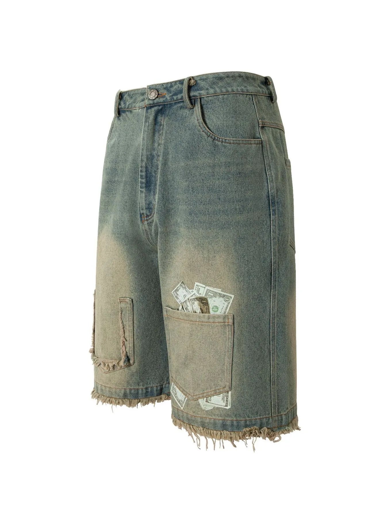 Men's Frayed Hem Denim Shorts