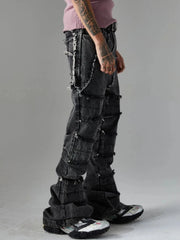 Men's Frayed Hem Jeans with Pockets