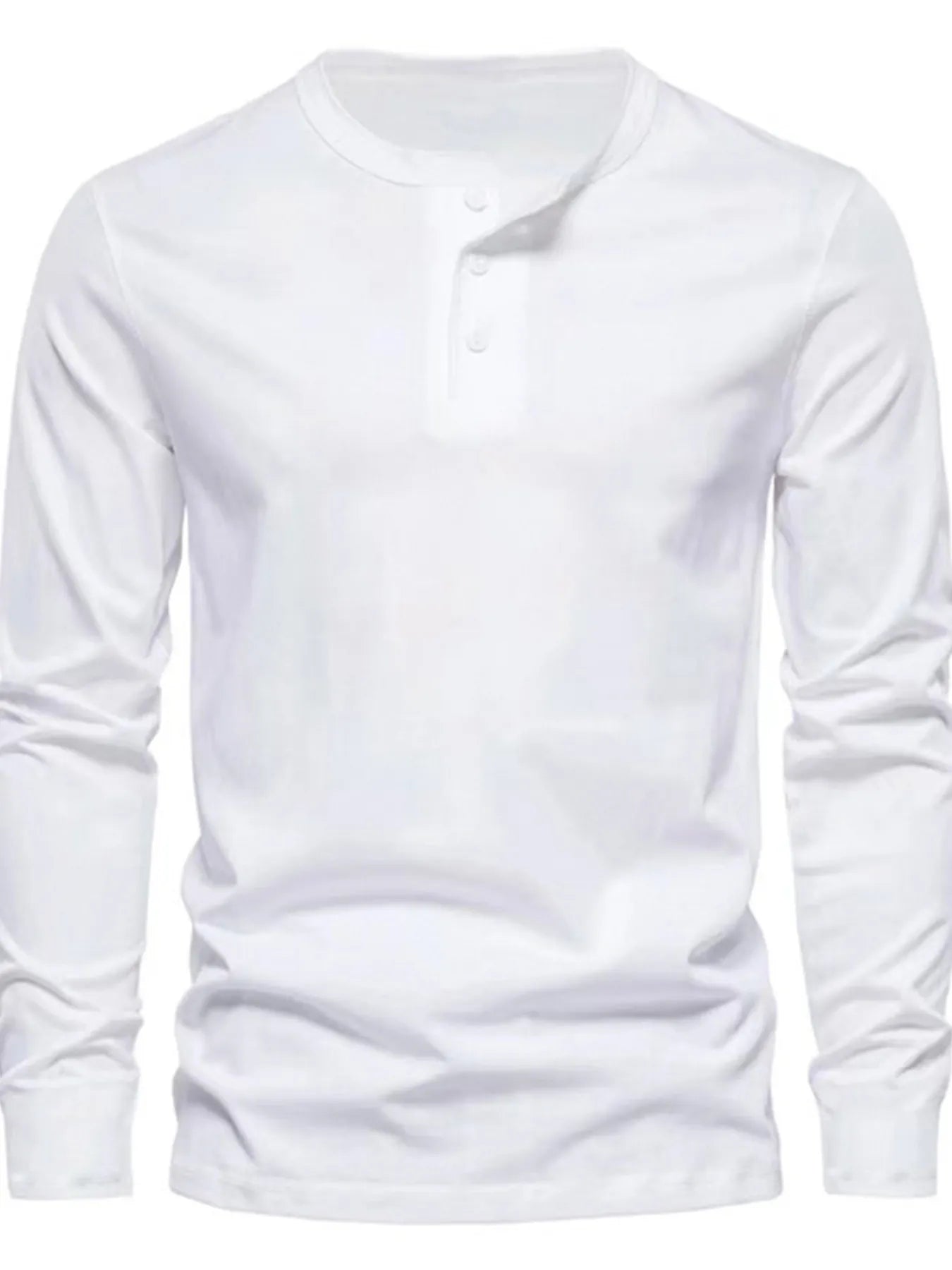 Men's Full Size Button Detail Long Sleeve Henley T-Shirt Plus Size White / S