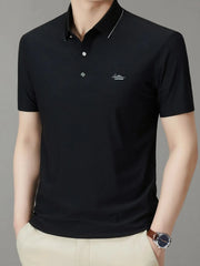 Men's Full Size Button Detail Short Sleeve Polo Plus Size