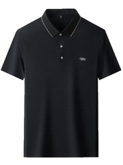 Men's Full Size Button Detail Short Sleeve Polo Plus Size