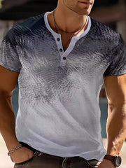 Men's Full Size Button Detail Short Sleeve Polo Plus Size Gray / S