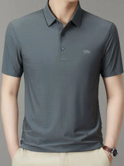 Men's Full Size Button Detail Short Sleeve Polo Plus Size Grey / S