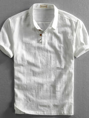 Men's Full Size Button Detail Short Sleeve Polo Plus Size White / S