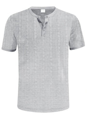Men's Full Size Button Detail Short Sleeve Top Plus Size