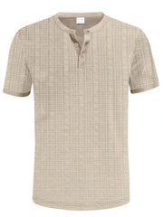 Men's Full Size Button Detail Short Sleeve Top Plus Size