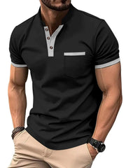 Men's Full Size Button Detail Short Sleeve Top Plus Size Black / S