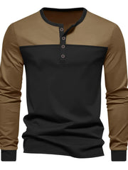 Men's Full Size Button Detail Short Sleeve Top Plus Size Brown And Black / S