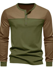 Men's Full Size Button Detail Short Sleeve Top Plus Size Brown With Army Green / S