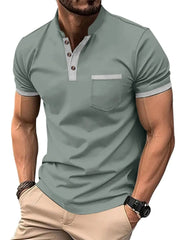 Men's Full Size Button Detail Short Sleeve Top Plus Size Iron Gray / S