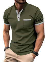 Men's Full Size Button Detail Short Sleeve Top Plus Size Military Green / S