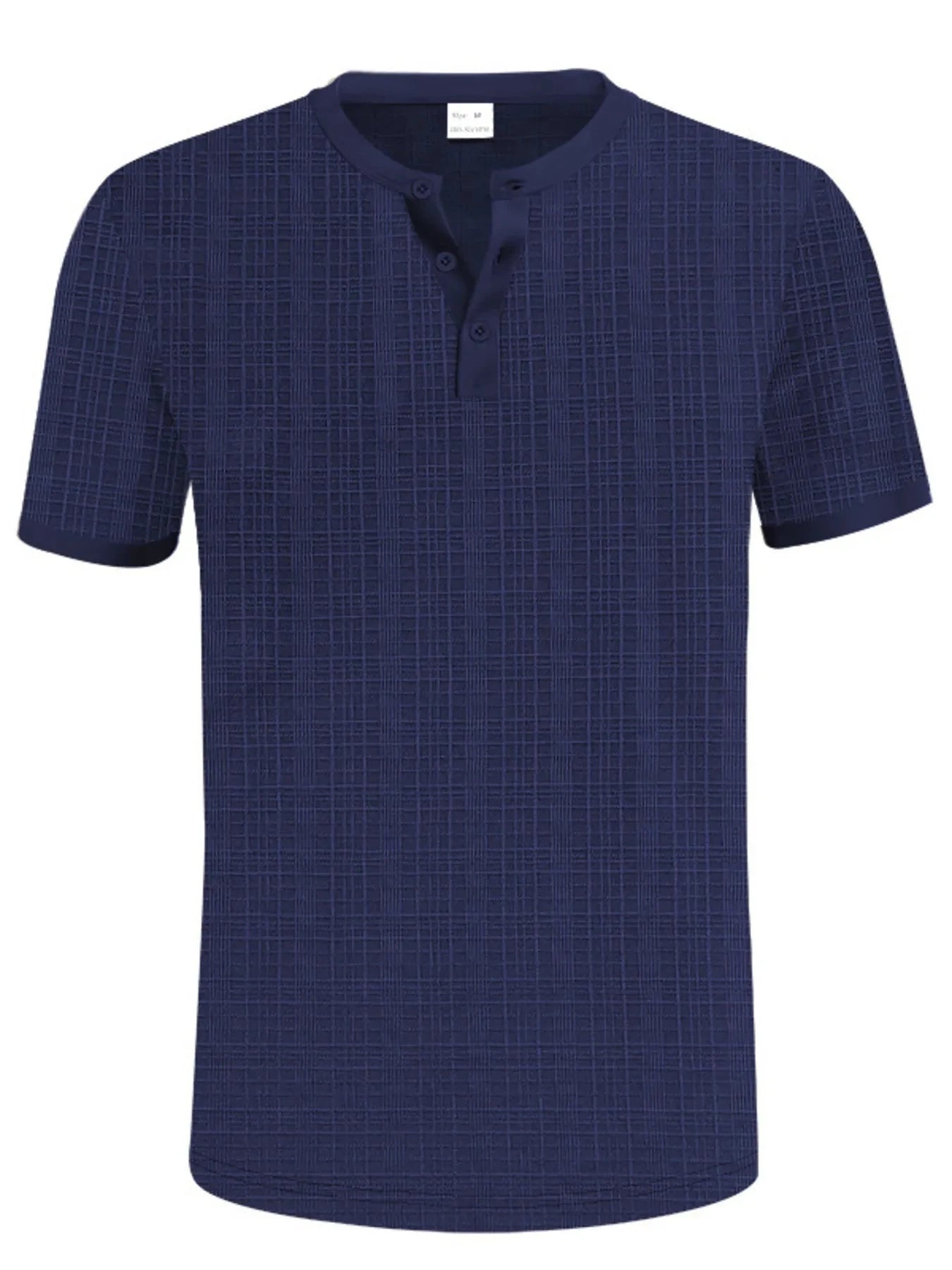 Men's Full Size Button Detail Short Sleeve Top Plus Size Navy Blue / S