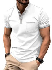 Men's Full Size Button Detail Short Sleeve Top Plus Size White / S