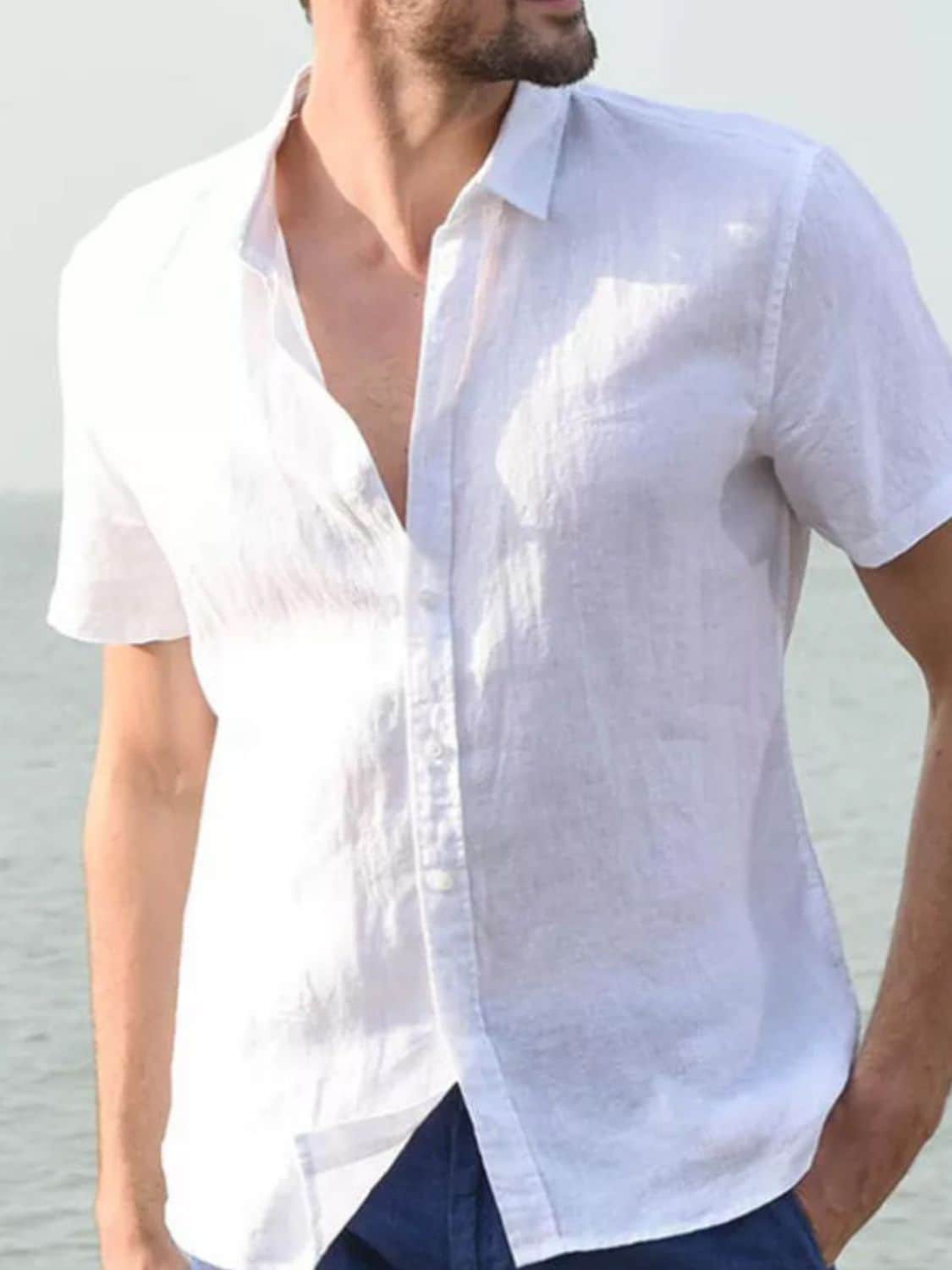 Men's Full Size Button Down Short Sleeve Shirt Plus Size