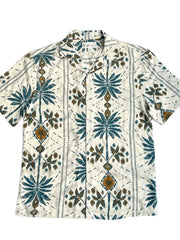 Men's Full Size Button Down Tropical Printed Shirt Plus Size Apricot / XS