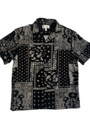 Men's Full Size Button Down Tropical Printed Shirt Plus Size Black / XS