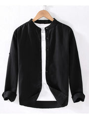 Men's Full Size Button Up Long Sleeve Shirt Plus Size Black / S