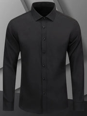 Men's Full Size Button Up Long Sleeve Shirt Plus Size Black / S