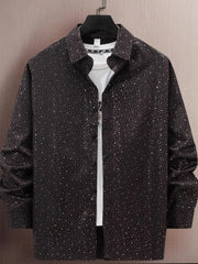 Men's Full Size Button Up Long Sleeve Shirt Plus Size Black / S