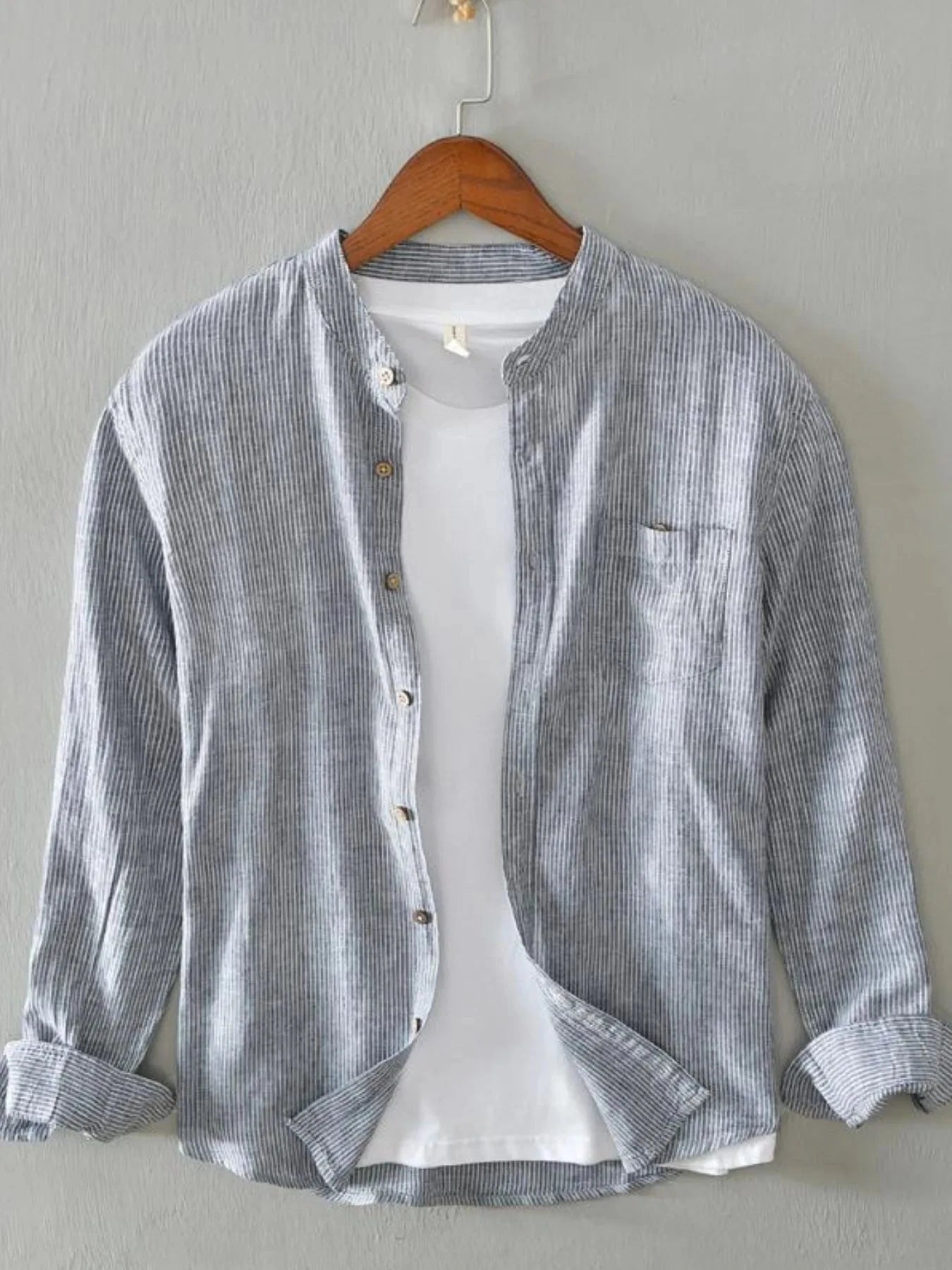 Men's Full Size Button Up Long Sleeve Shirt Plus Size Blue / S