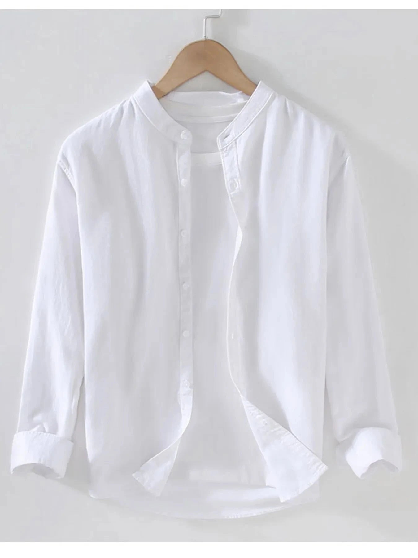 Men's Full Size Button Up Long Sleeve Shirt Plus Size Ivory / S
