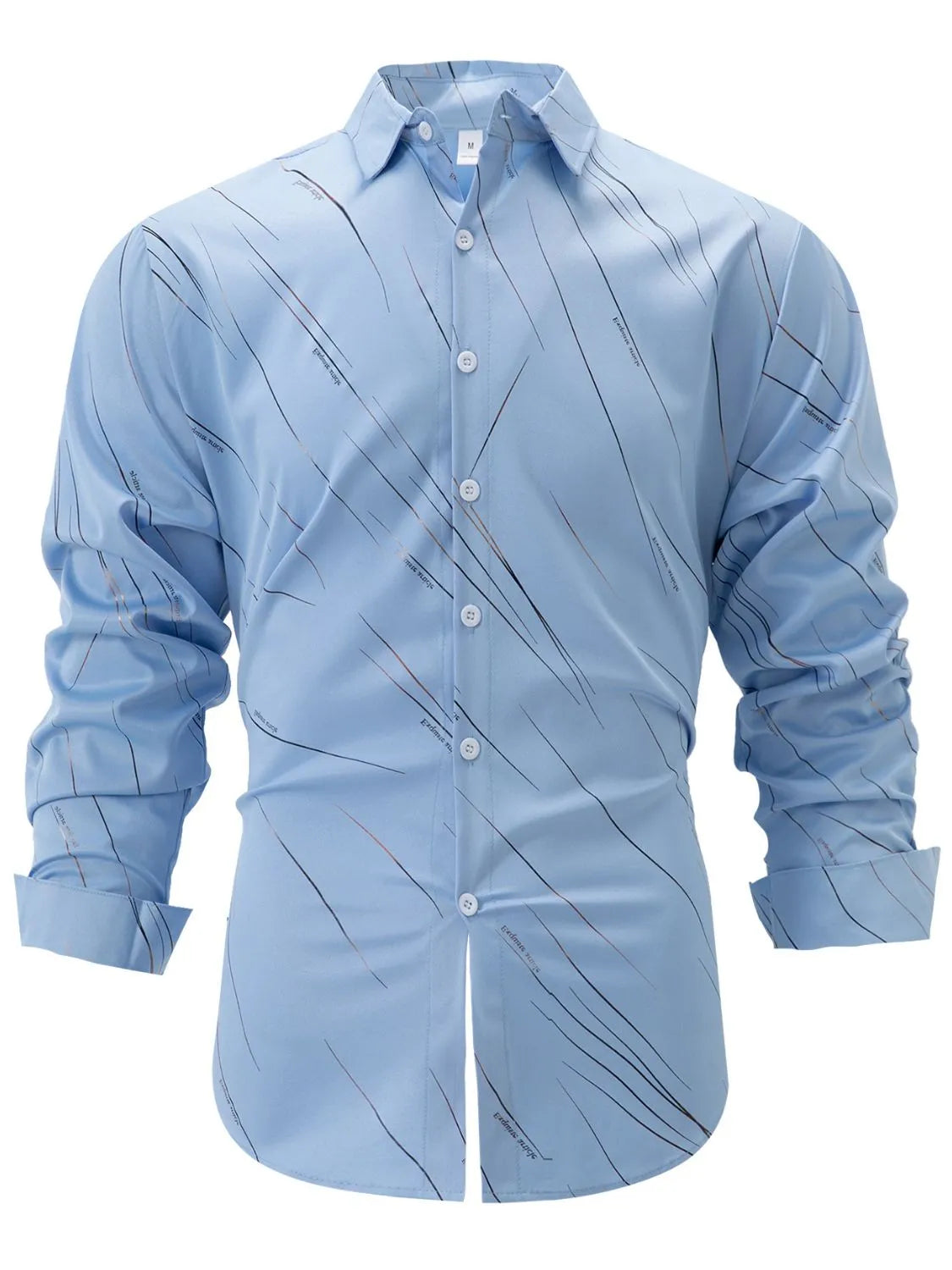 Men's Full Size Button Up Long Sleeve Shirt Plus Size Light Blue / 2XL