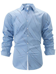 Men's Full Size Button Up Long Sleeve Shirt Plus Size Light Blue / 2XL