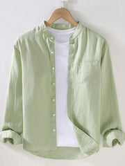 Men's Full Size Button Up Long Sleeve Shirt Plus Size Light Green / S