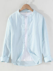 Men's Full Size Button Up Long Sleeve Shirt Plus Size Mint Blue / S