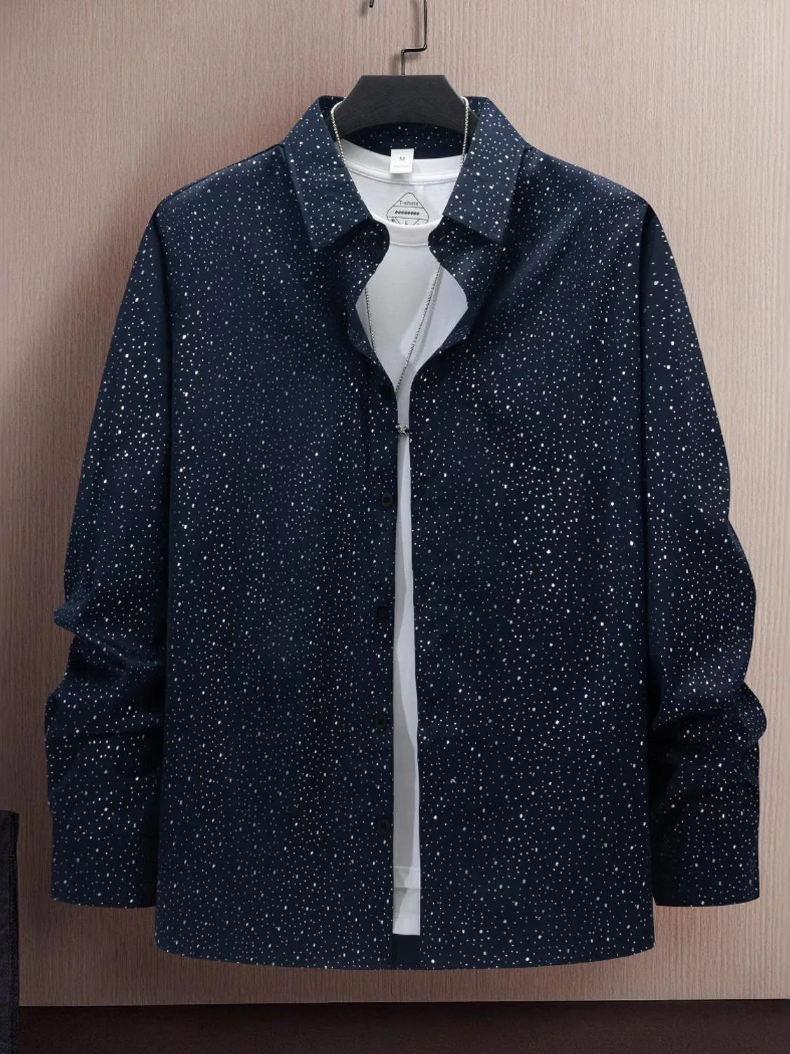 Men's Full Size Button Up Long Sleeve Shirt Plus Size Navy / S
