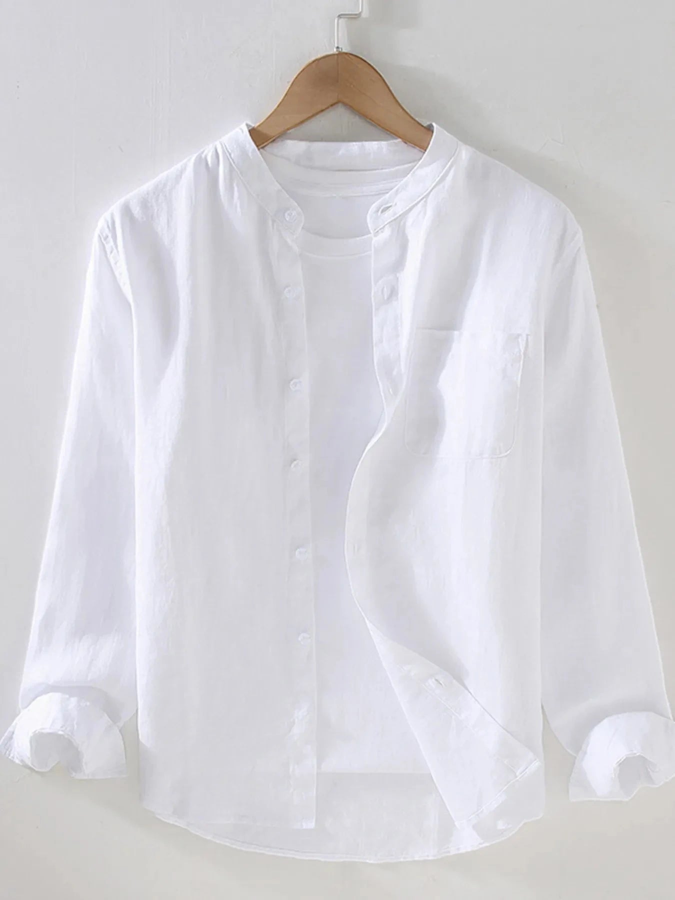 Men's Full Size Button Up Long Sleeve Shirt Plus Size White / S