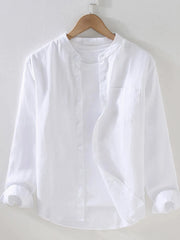 Men's Full Size Button Up Long Sleeve Shirt Plus Size White / S