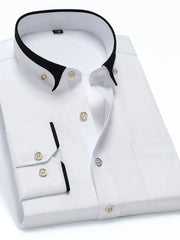 Men's Full Size Button Up Long Sleeve Shirt Plus Size White / S