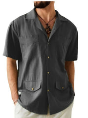 Men's Full Size Button Up Short Sleeve Shirt Plus Size