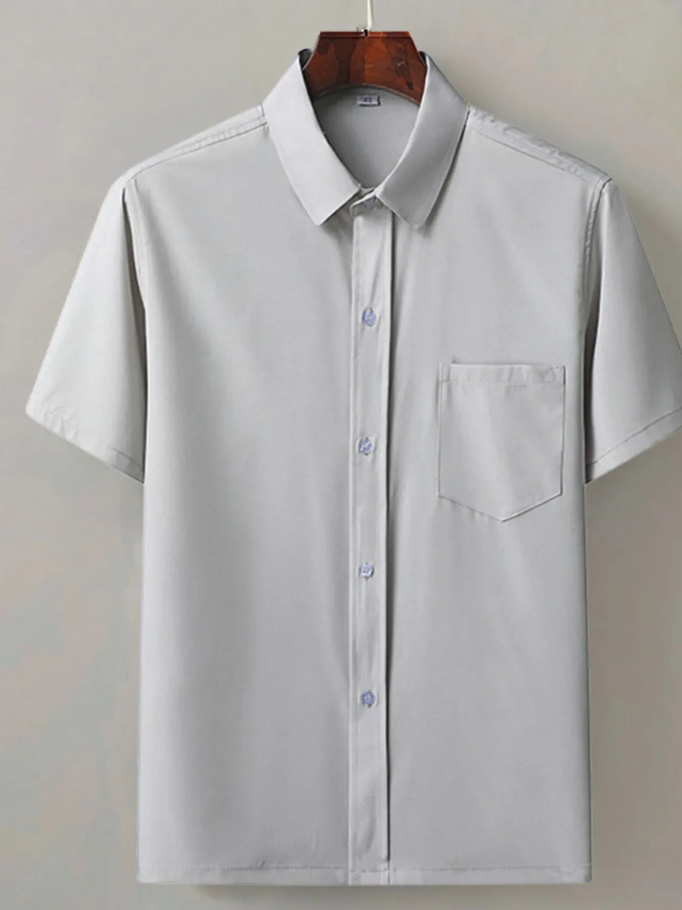 Men's Full Size Button Up Short Sleeve Shirt Plus Size Gray / S