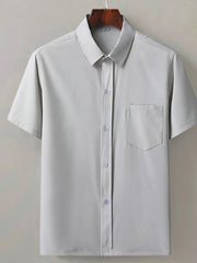 Men's Full Size Button Up Short Sleeve Shirt Plus Size Gray / S